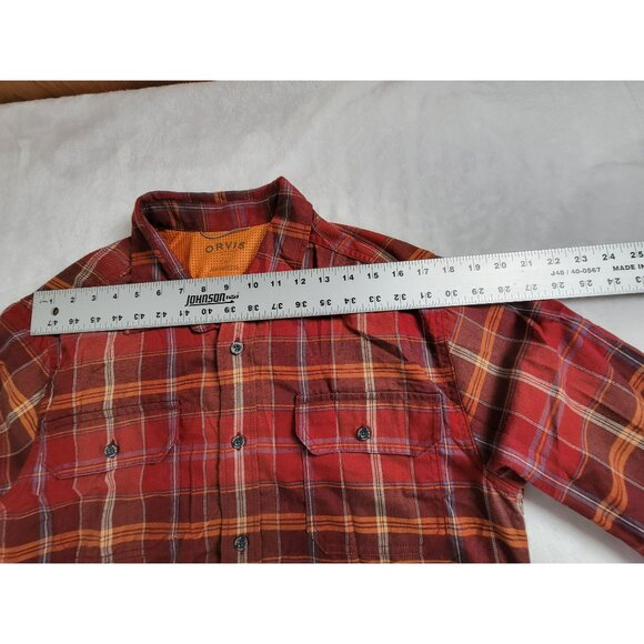 Orvis Men's Plaid Collared Long Sleeve Casual Button Up Shirt Red Size Medium - Picture 6 of 8